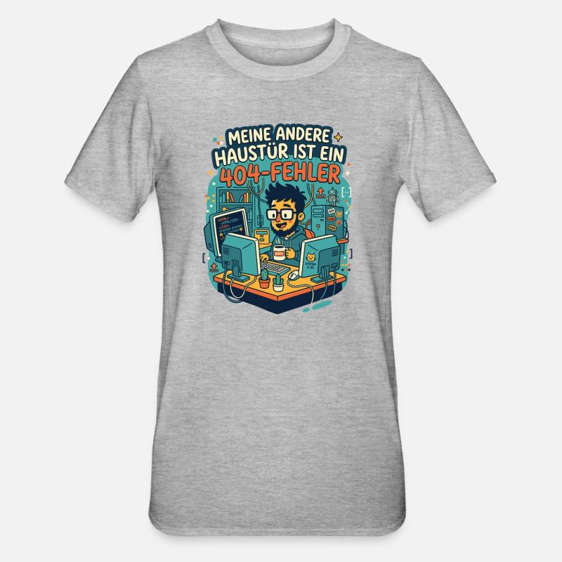 Programmierer 404 Fehler Humor - Unisex Polycotton T-Shirt - Grau meliert