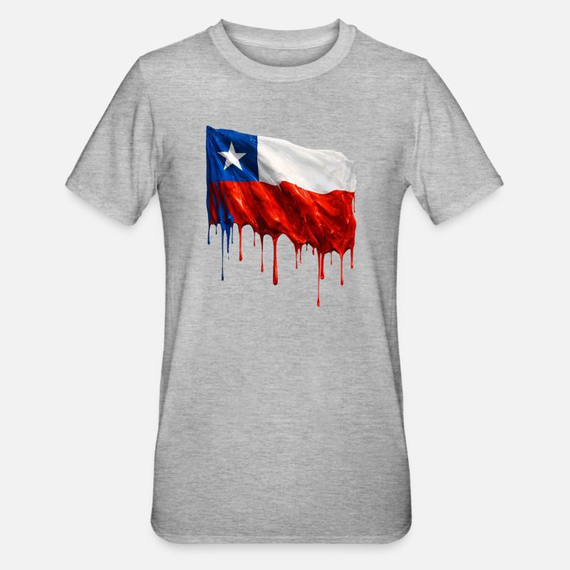 Chile Flag Dripping Solid - Unisex Polycotton T-Shirt - heather grey
