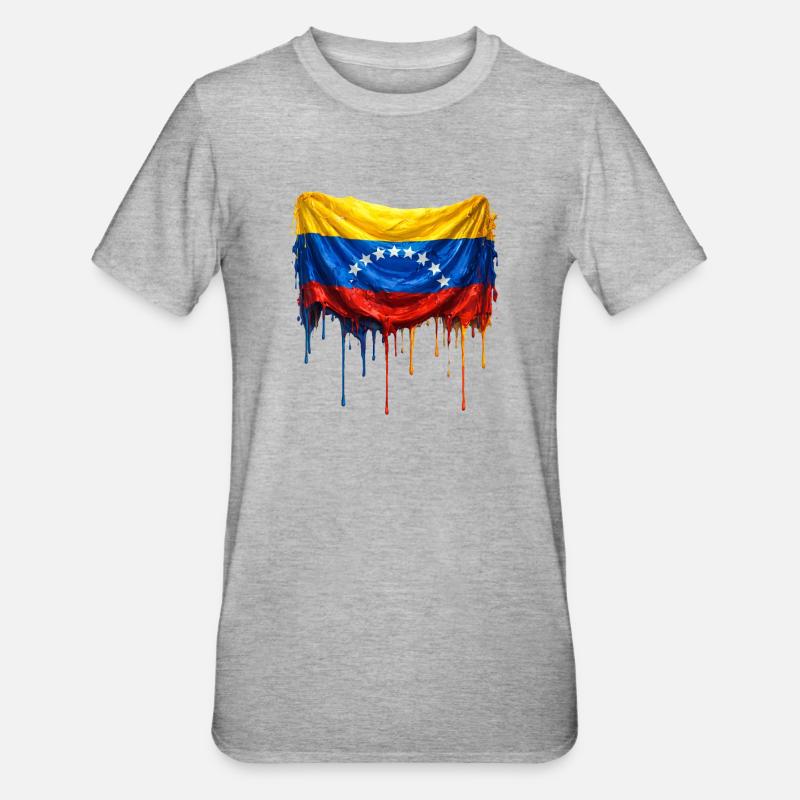 Largage du drapeau du Venezuela - T-shirt polycoton Unisexe - gris chiné