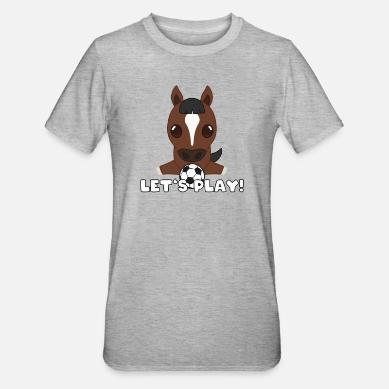 Conception du football cheval : Jouons - T-shirt polycoton Unisexe - gris chiné