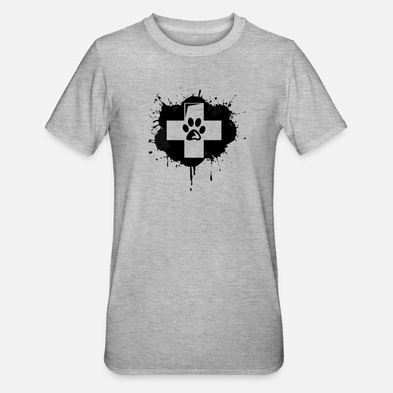 Førstehjælp hos dyrlæger - Unisex polycotton T-shirt - grå meleret