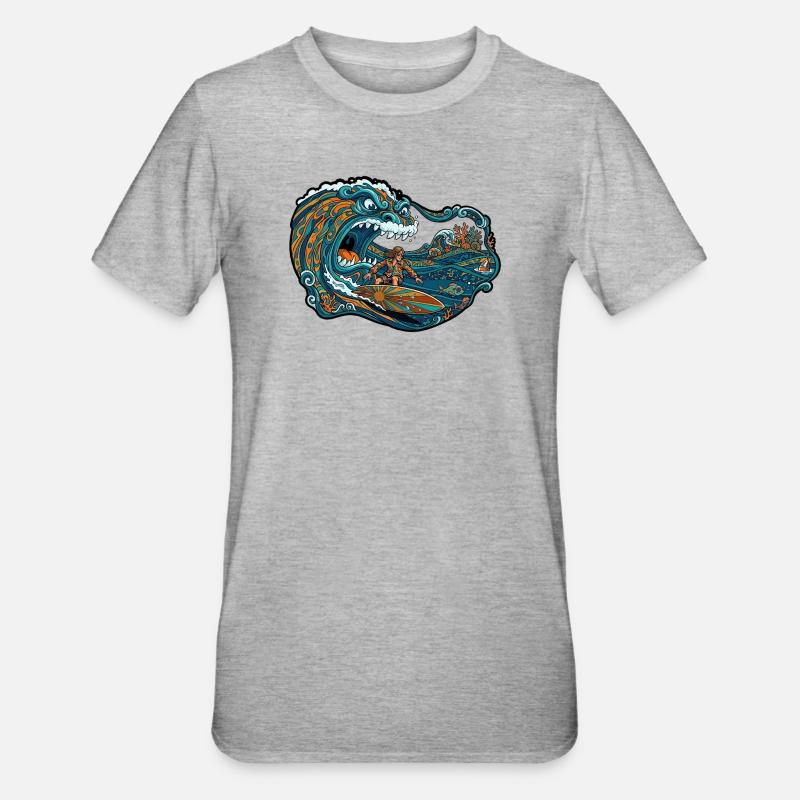 Aventure de vagues géantes de vagues - T-shirt polycoton Unisexe - gris chiné