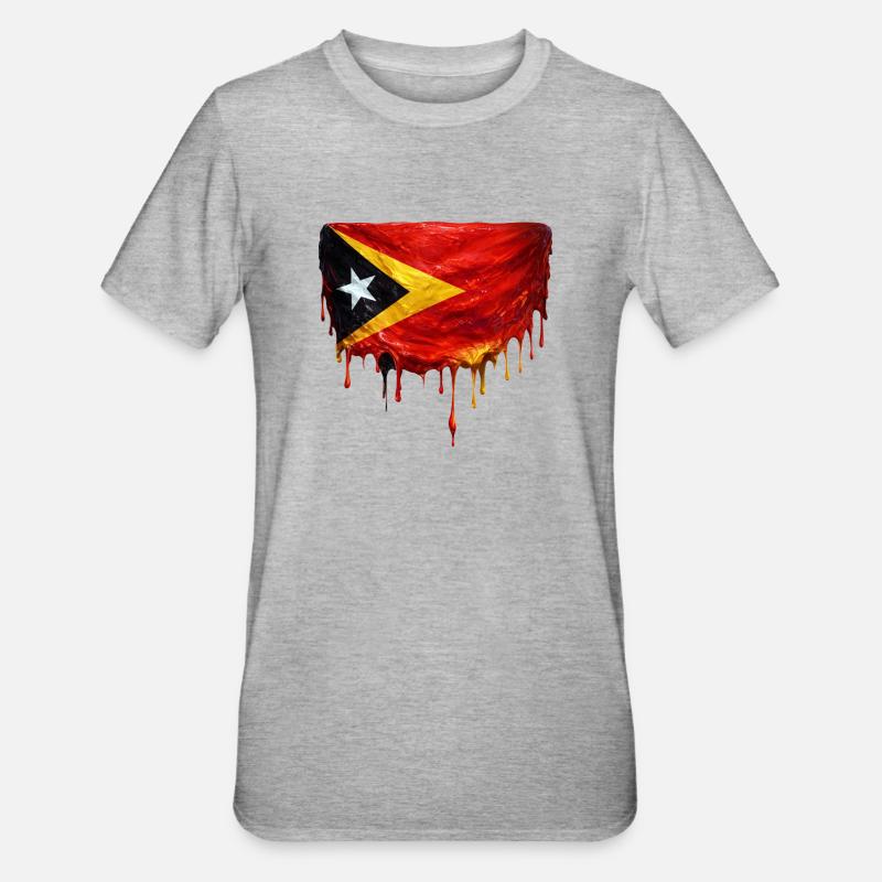 Drapeau de largage du TimorLeste - T-shirt polycoton Unisexe - gris chiné