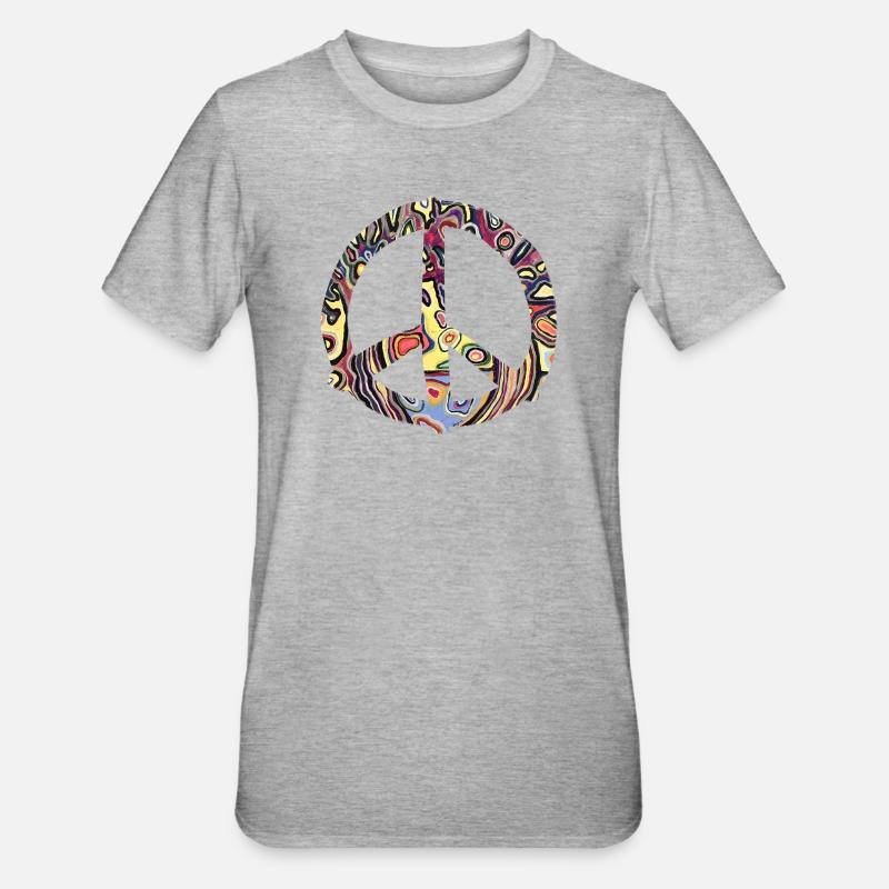 Buntes Friedenszeichen Muster - Unisex Polycotton T-Shirt - Grau meliert