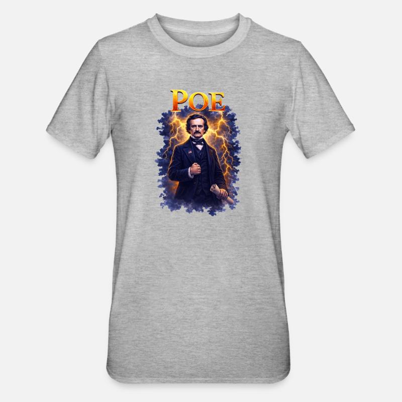 Ritratto di Edgar Allan Poe - Maglietta unisex, mix cotone e poliestere - grigio melange