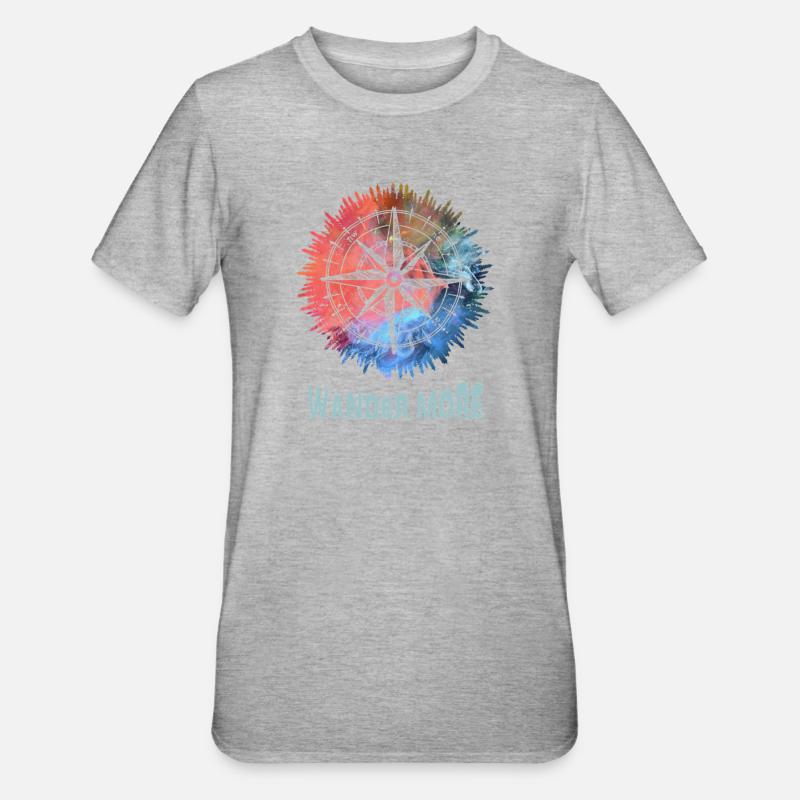 Wander More Compass Tie-Dye - T-shirt polycoton Unisexe - gris chiné