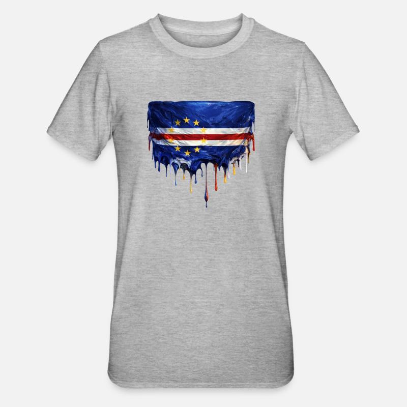 Art de drapeaux dégoulinants du Cap-Vert - T-shirt polycoton Unisexe - gris chiné