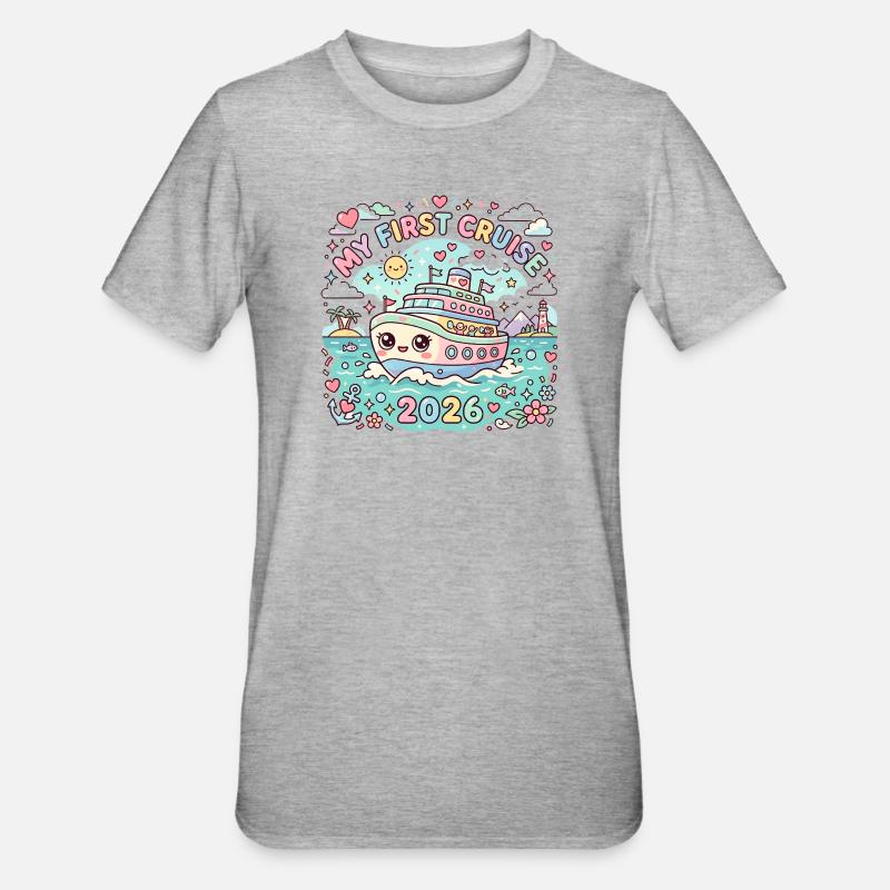 Mit første krydstogt i 2026 - Unisex polycotton T-shirt - grå meleret