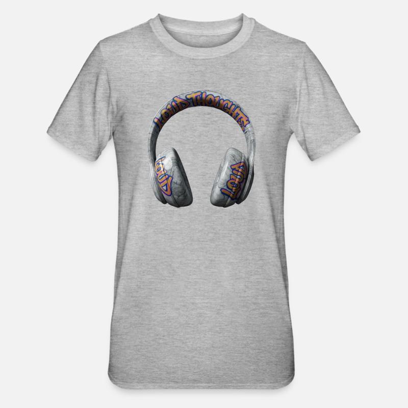 Loud Thoughts Graffiti Kopfhörer - Unisex Polycotton T-Shirt - Grau meliert
