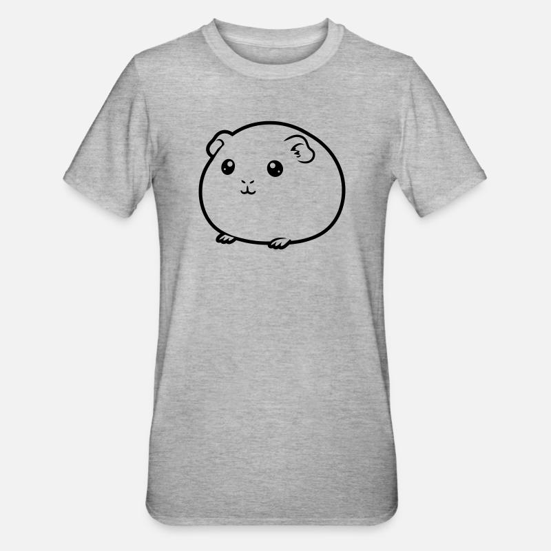 Silhouette de bande dessinée cobaye grasse - T-shirt polycoton Unisexe - gris chiné