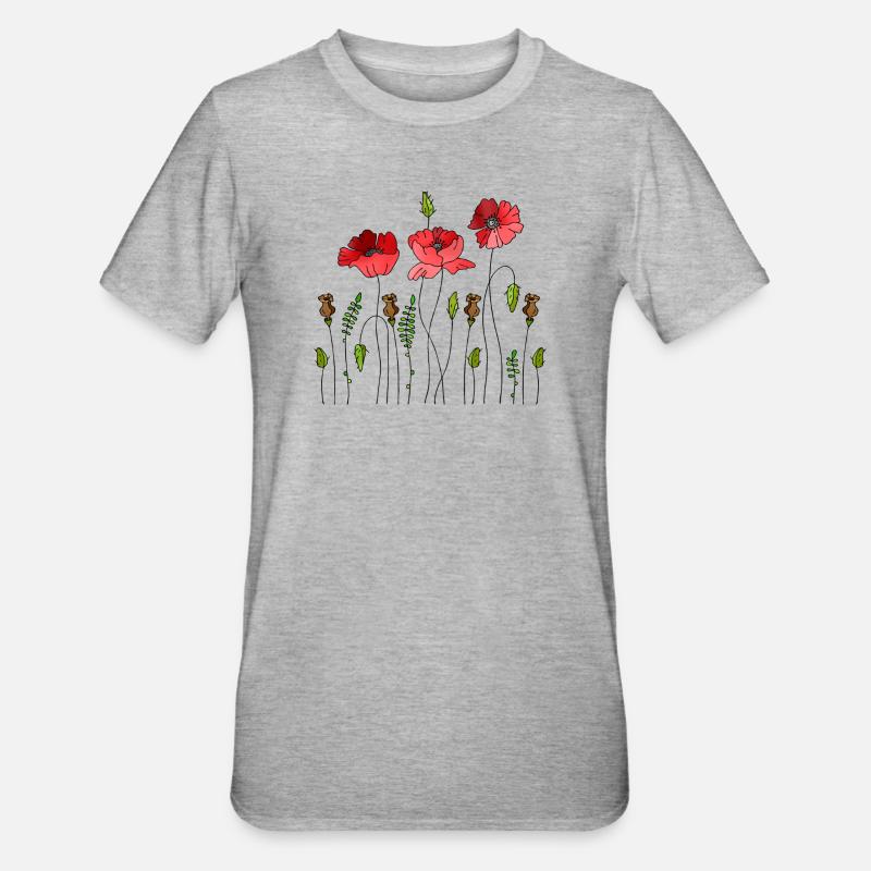 Fleur - T-shirt polycoton Unisexe - gris chiné