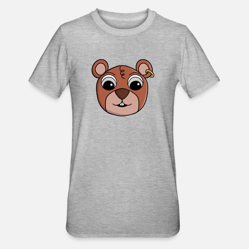 Visage d’Animal Espiègle et Joyeux - T-shirt polycoton Unisexe - gris chiné