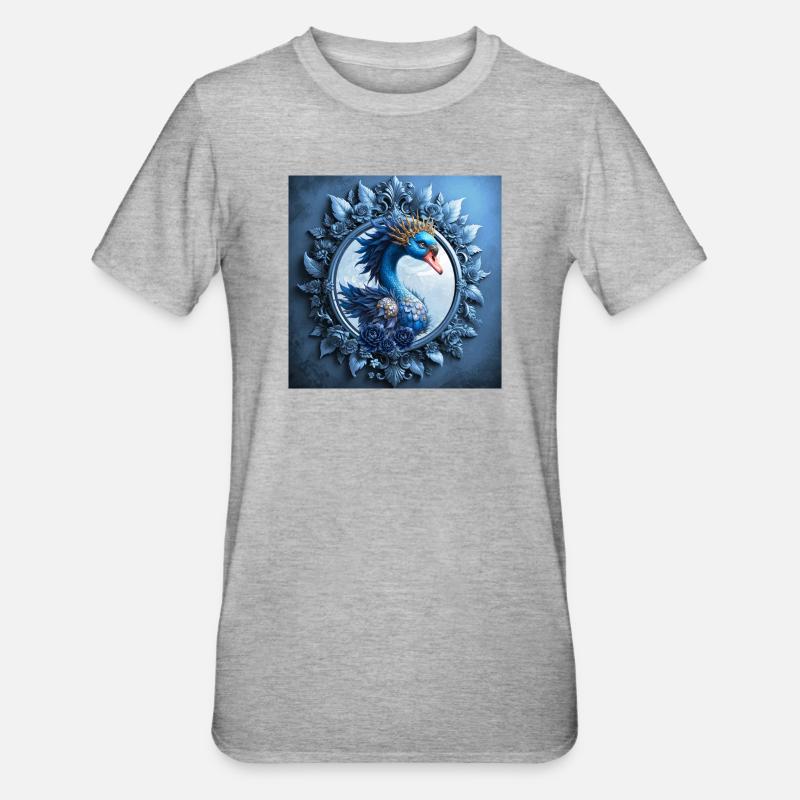 Blue Phoenix Crest in Frame - Unisex Polycotton T-Shirt - heather grey