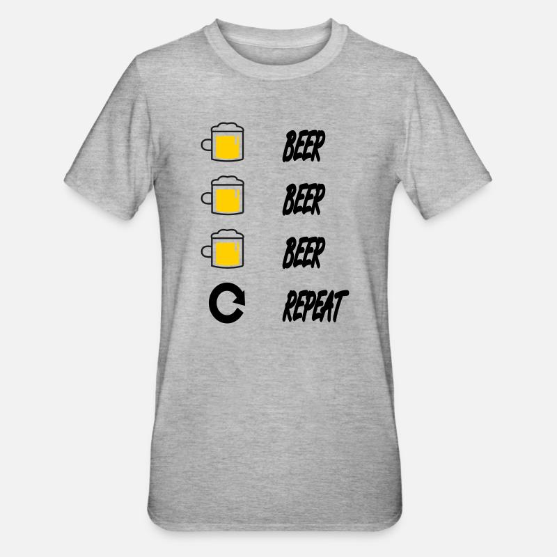 Bier Bier Bier Wiederholung - Unisex Polycotton T-Shirt - Grau meliert