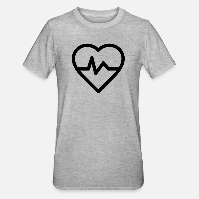 Herzfrequenz - Unisex Polycotton T-Shirt - Grau meliert