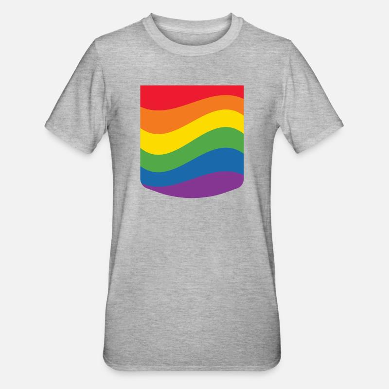 Rainbow Wave Pride Flag Minimal Design - Maglietta unisex, mix cotone e poliestere - grigio melange