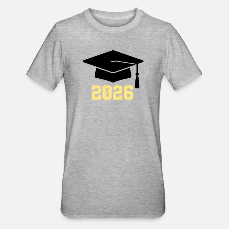 Absolvent 2026 Bachelor Hut - Unisex Polycotton T-Shirt - Grau meliert