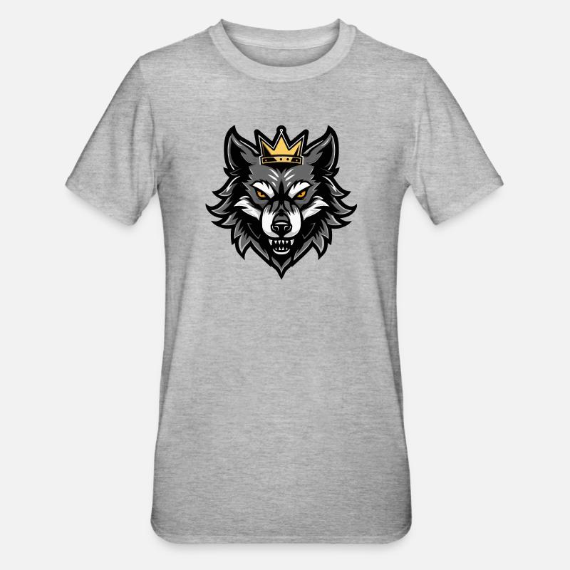 Wolf Head Crown - Unisex Polycotton T-Shirt - heather grey