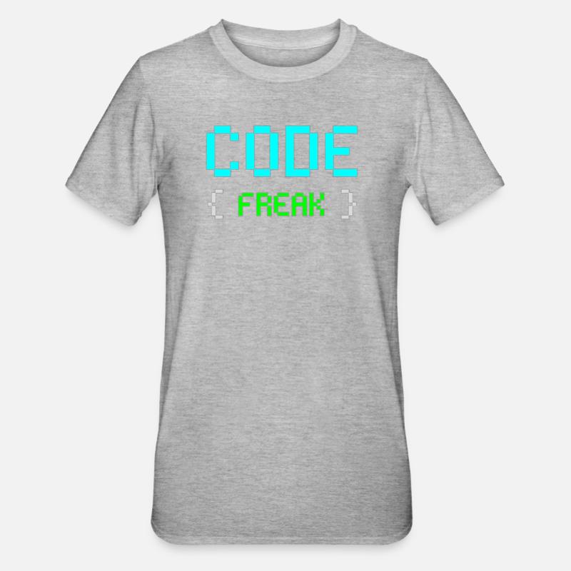Pixel Code Freak Neon Tee - Unisex Polycotton T-Shirt - heather grey