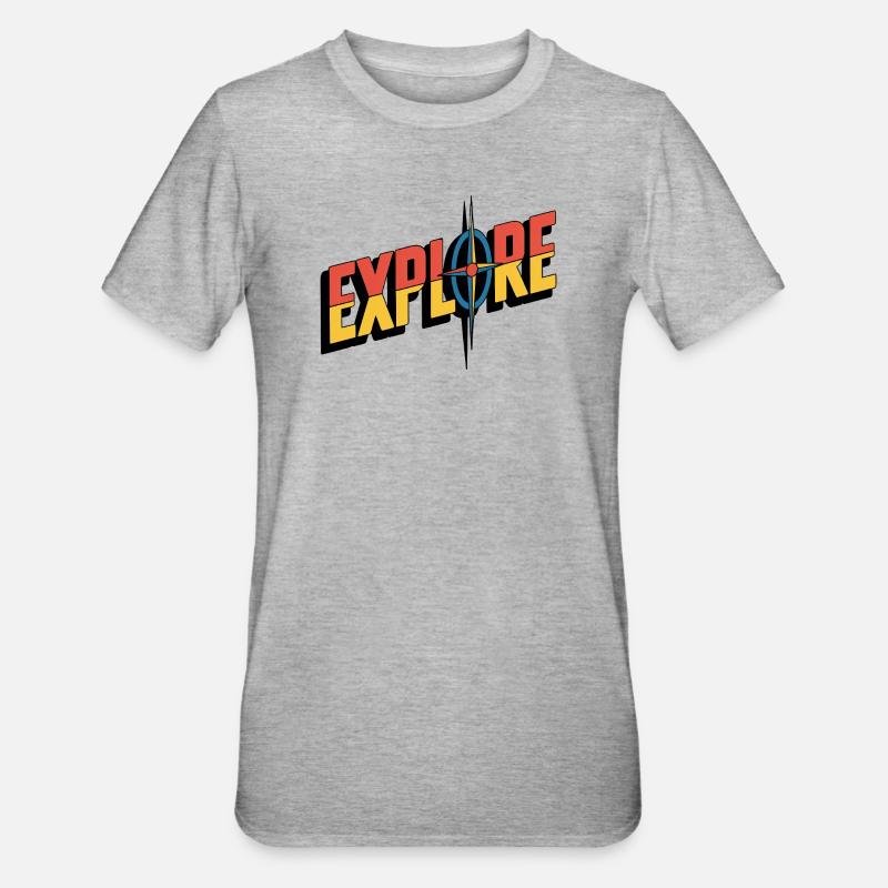 EXPLORE Kompass – Abenteuer Logo - Unisex Polycotton T-Shirt - Grau meliert