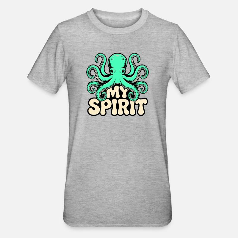 Bläckfiskande - Polycotton-T-shirt unisex - gråmelerad
