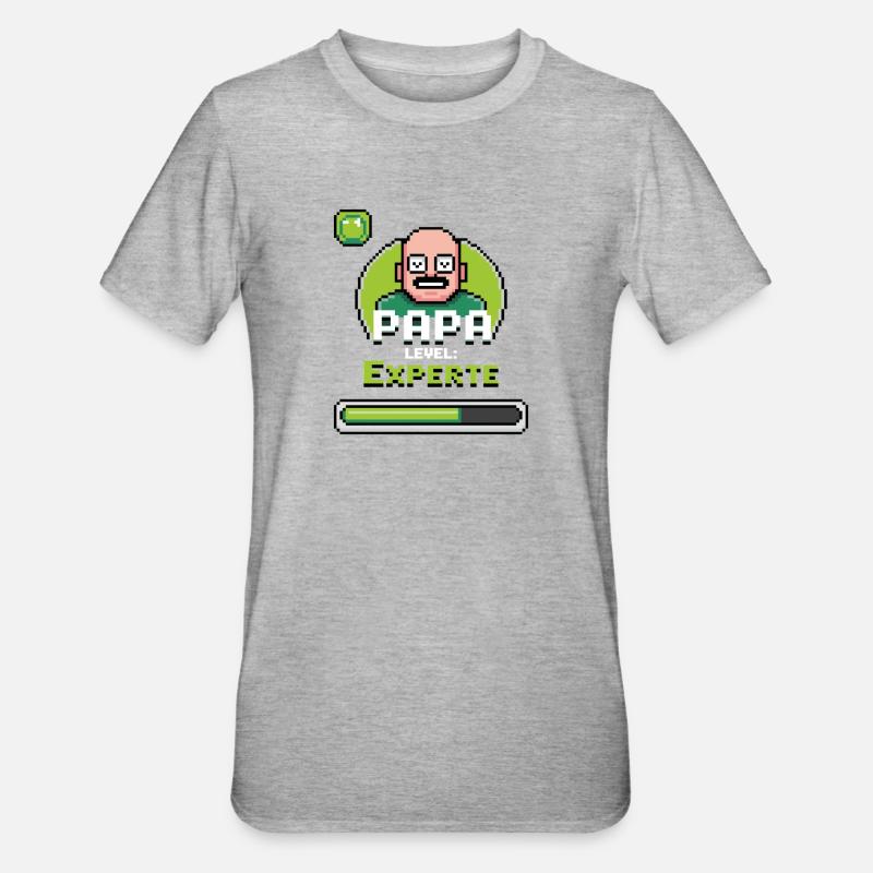 Papa Gaming Experte Level Design - Unisex Polycotton T-Shirt - Grau meliert