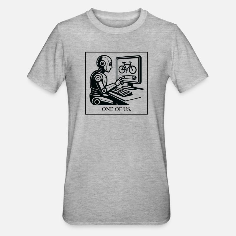 Conception robotique : Bicyclette sur un moniteur - T-shirt polycoton Unisexe - gris chiné