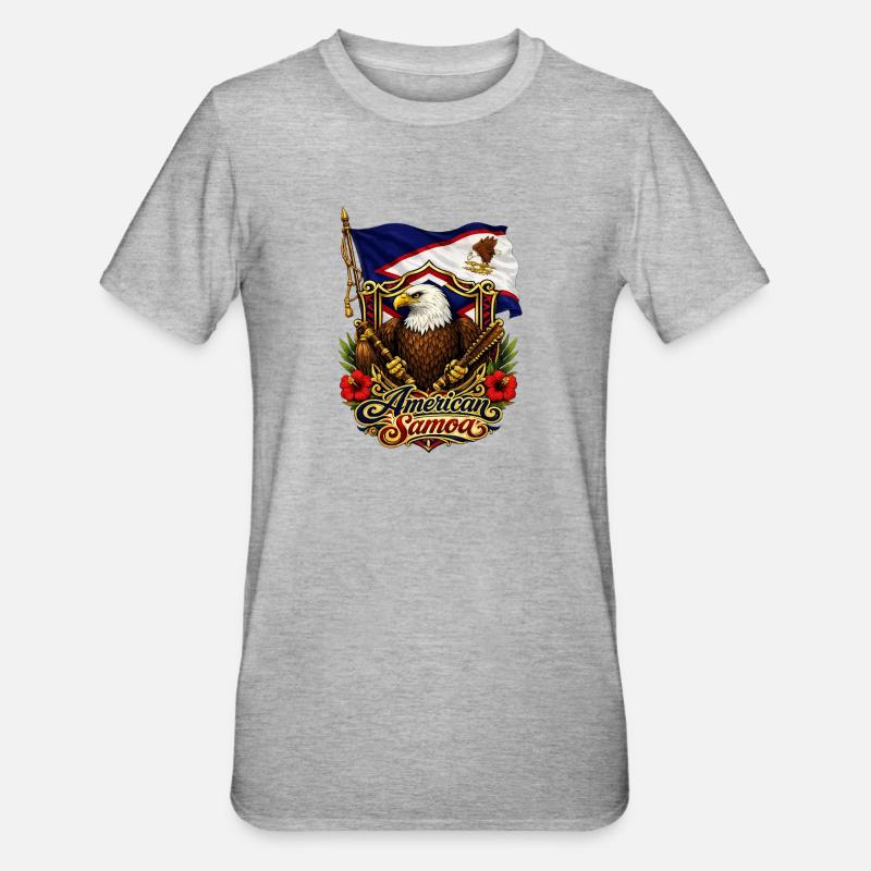 Drapeau de l’aigle des Samoa américaines - T-shirt polycoton Unisexe - gris chiné