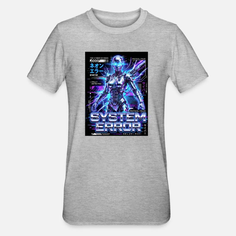 System Error Neon Cyborg - Unisex Polycotton T-Shirt - heather grey