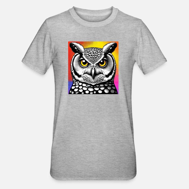 Eule - Unisex Polycotton T-Shirt - Grau meliert