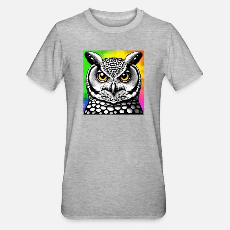 Eule - Unisex Polycotton T-Shirt - Grau meliert