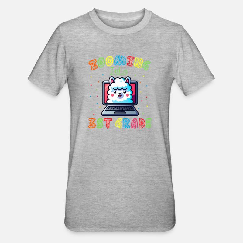 Lama Code Arc-en-Ciel Numérique - T-shirt polycoton Unisexe - gris chiné