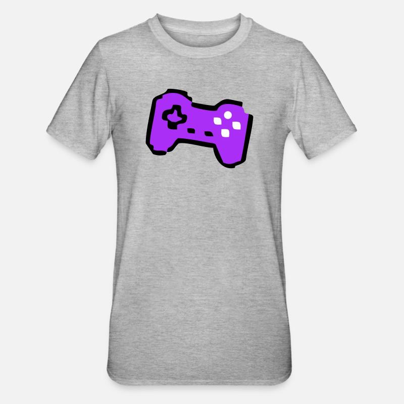  Schräger Retro Controller Gamer - Unisex Polycotton T-Shirt - Grau meliert