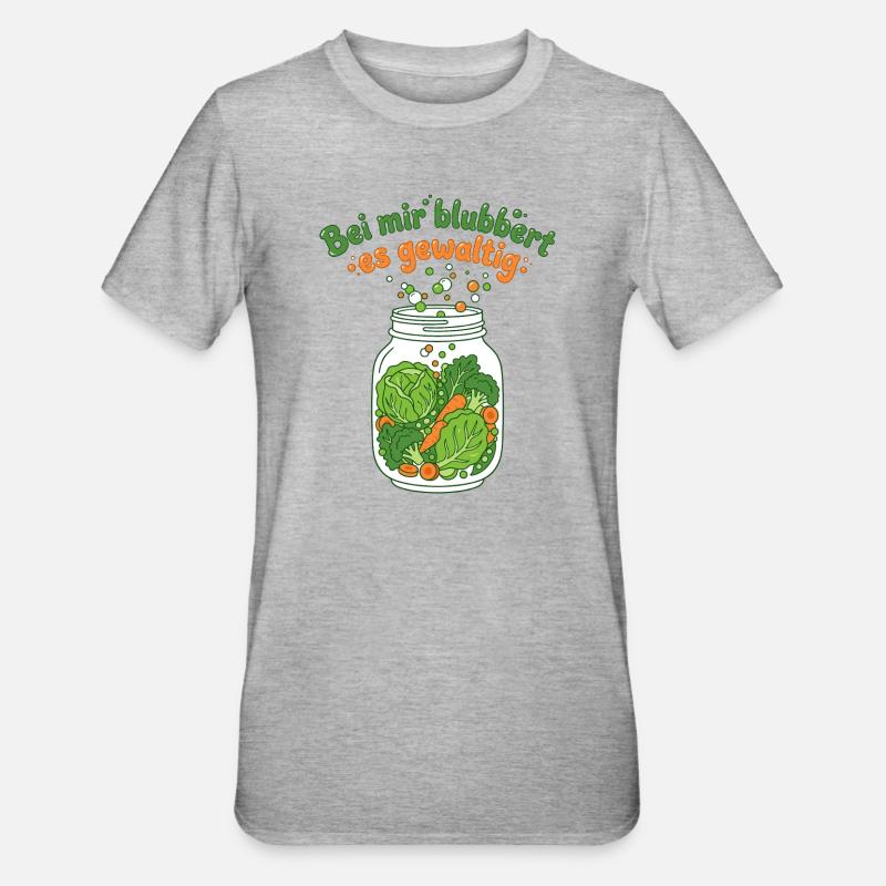 Fermentation Gemüse Einmachglas Blubbern - Unisex Polycotton T-Shirt - Grau meliert