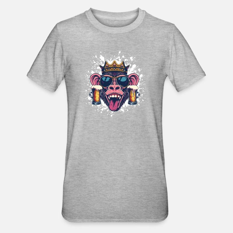 Monkey Beer Funny - Unisex Polycotton T-Shirt - heather grey
