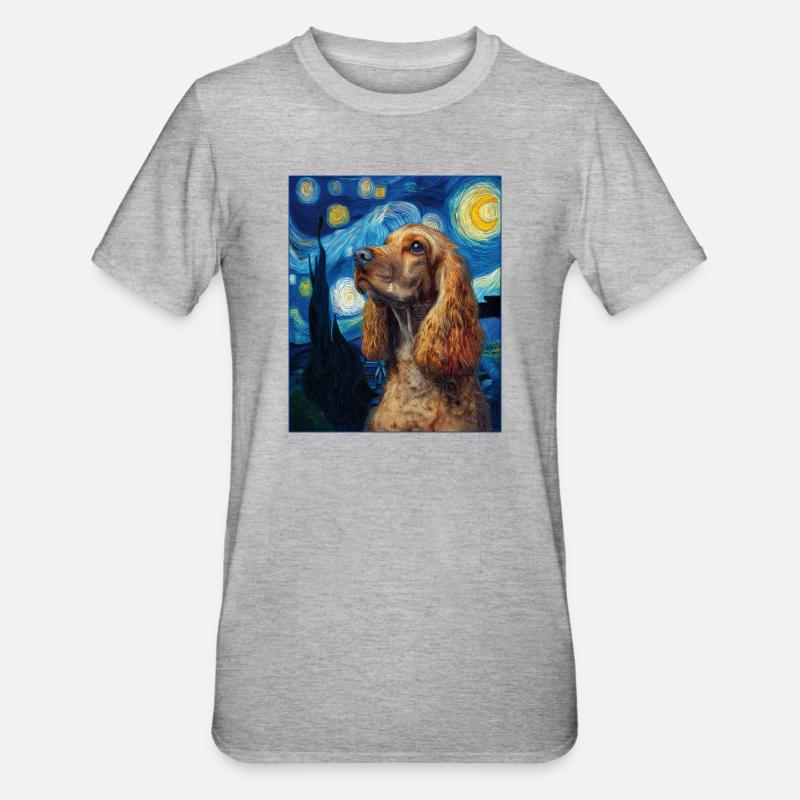 Chien Cocker Spaniel - T-shirt polycoton Unisexe - gris chiné