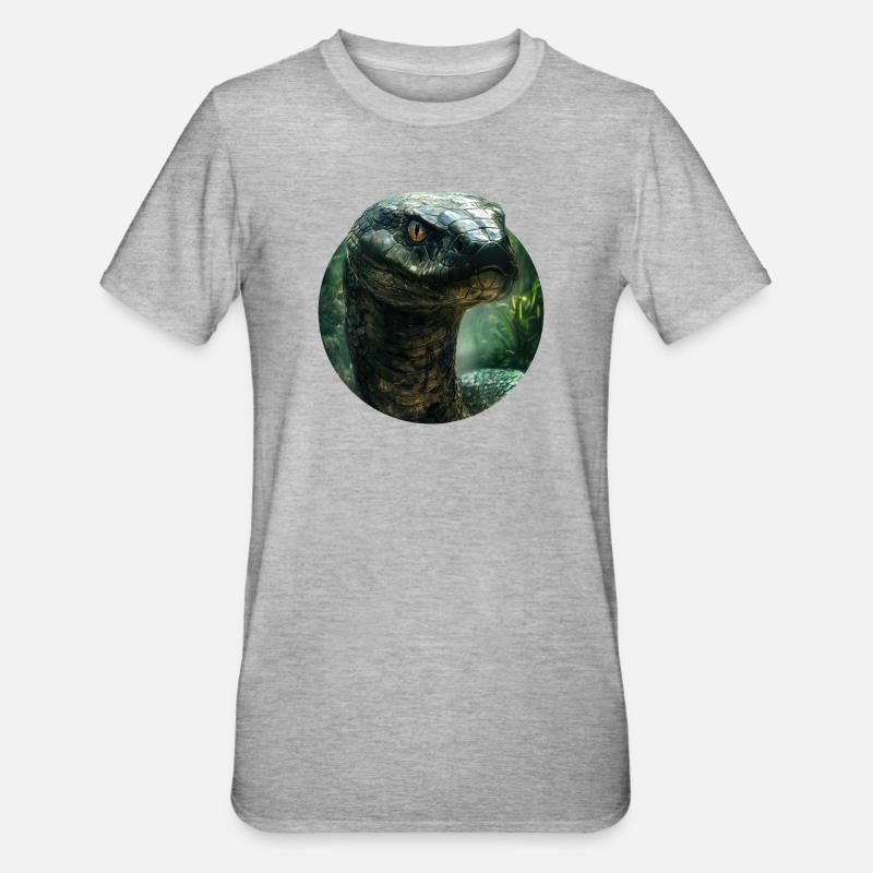 Schlangendesign - Unisex Polycotton T-Shirt - Grau meliert