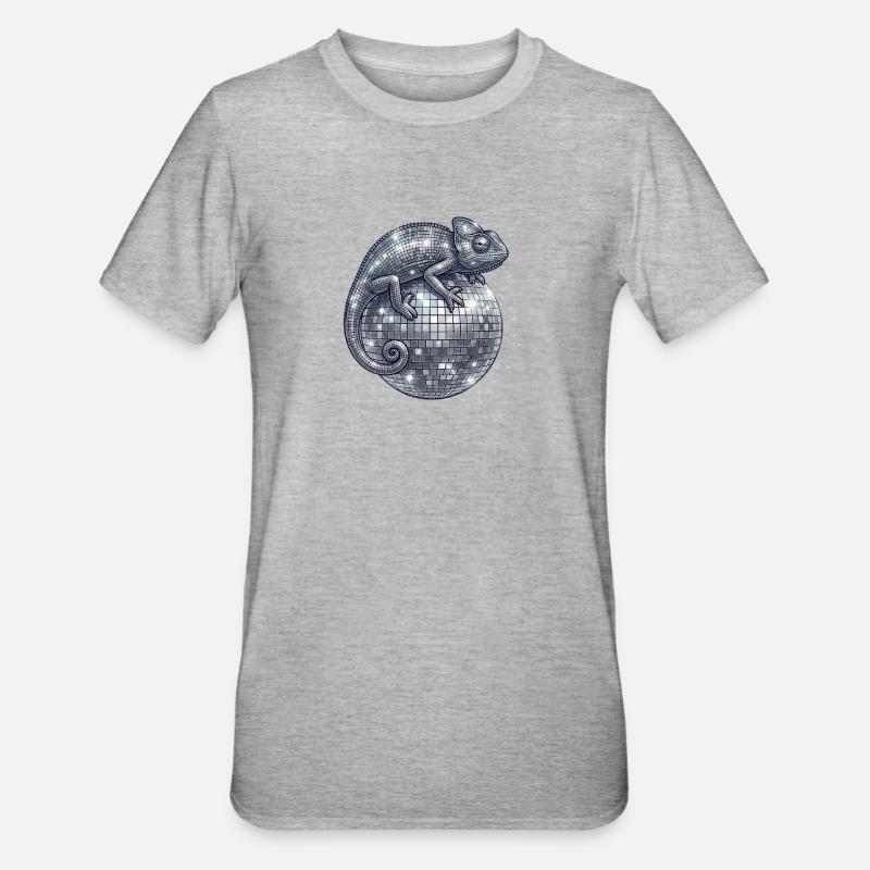 Caméléon sur la boule disco - T-shirt polycoton Unisexe - gris chiné