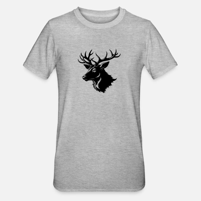 Forme de tête d’élan - T-shirt polycoton Unisexe - gris chiné