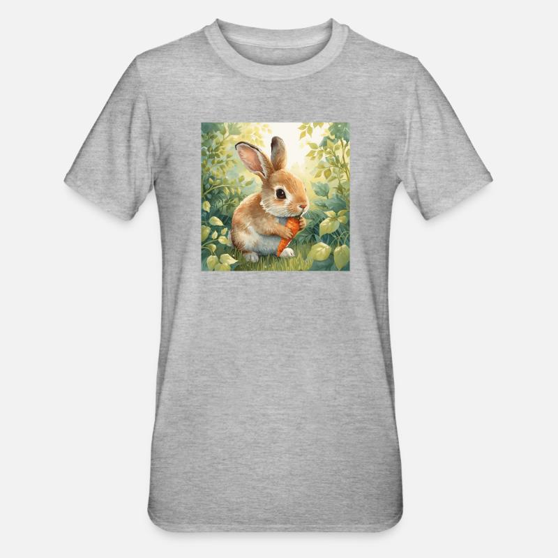 Petit lapin mignon - T-shirt polycoton Unisexe - gris chiné