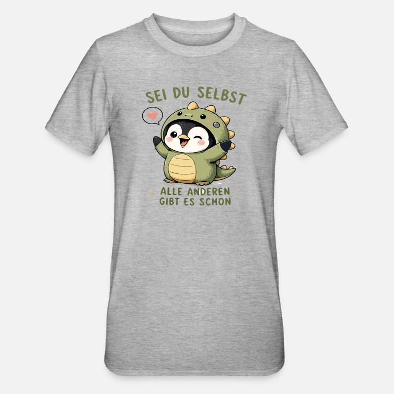Sei du selbst - Pinguin - Unisex Polycotton T-Shirt - Grau meliert