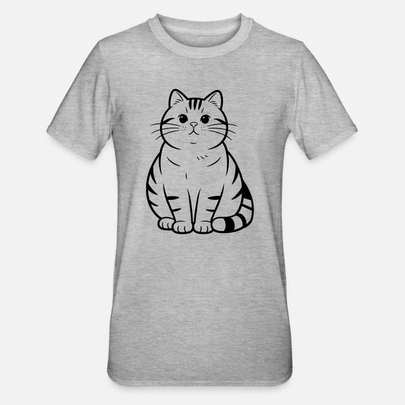 gros chat mignon - T-shirt polycoton Unisexe - gris chiné