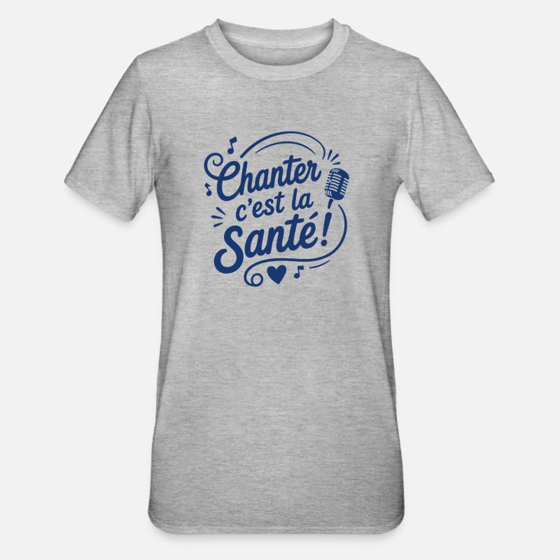 Chanter c’est la Santé Microphone - T-shirt polycoton Unisexe - gris chiné