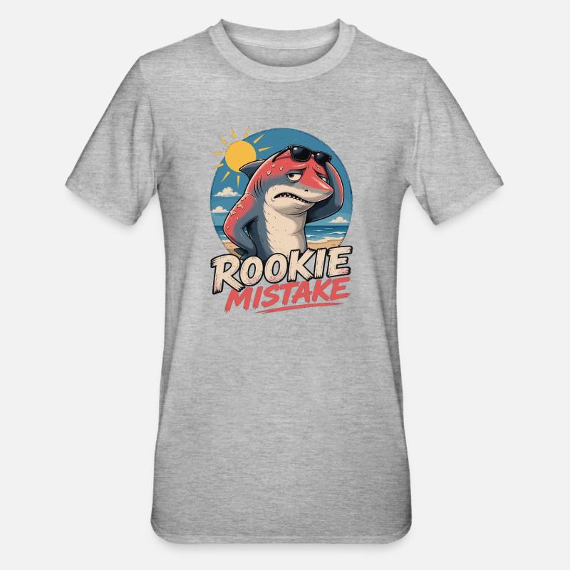 Erreur de débutant - Requin de plage - T-shirt polycoton Unisexe - gris chiné