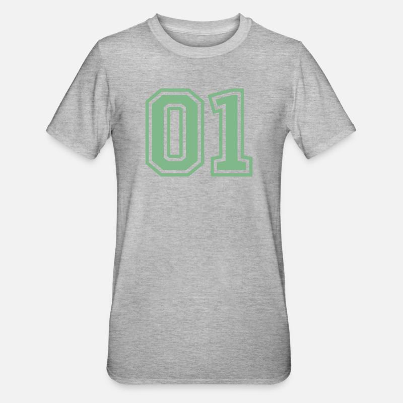 01_eins_nummer - Unisex Polycotton T-Shirt - Grau meliert