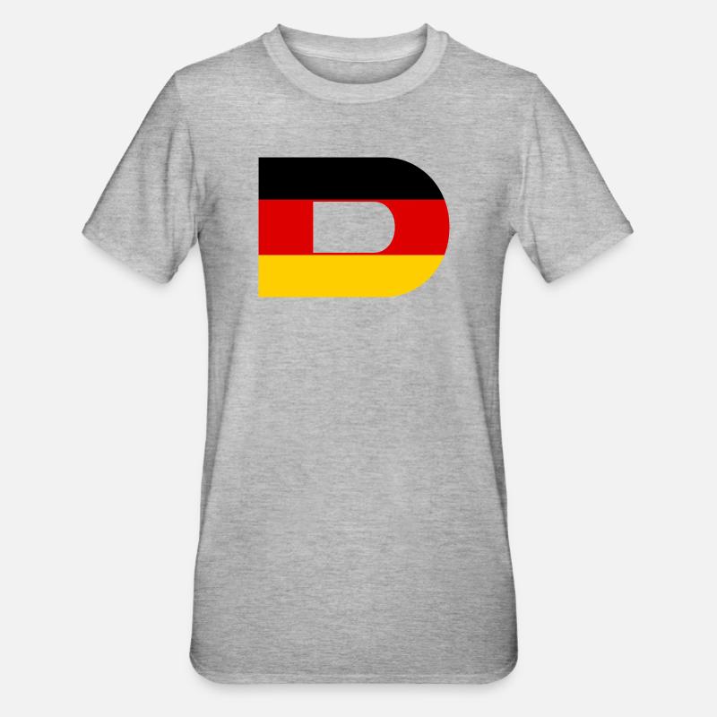 D - Style du drapeau allemand - T-shirt polycoton Unisexe - gris chiné