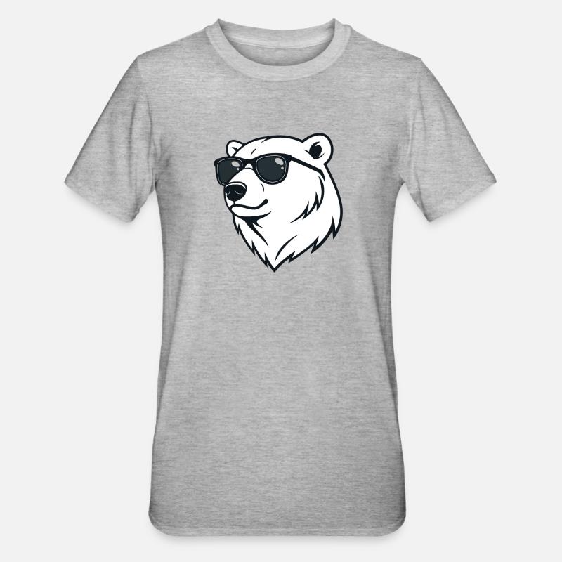 Eisbär Dunkle Brille - Unisex Polycotton T-Shirt - Grau meliert
