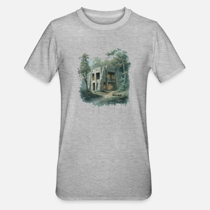 ROCK SOLID - Croquis d’architecture grottère moderne - T-shirt polycoton Unisexe - gris chiné