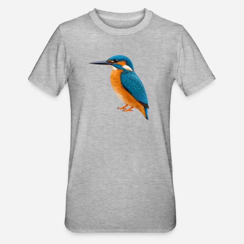 Bunter Eisvögel - Unisex Polycotton T-Shirt - Grau meliert
