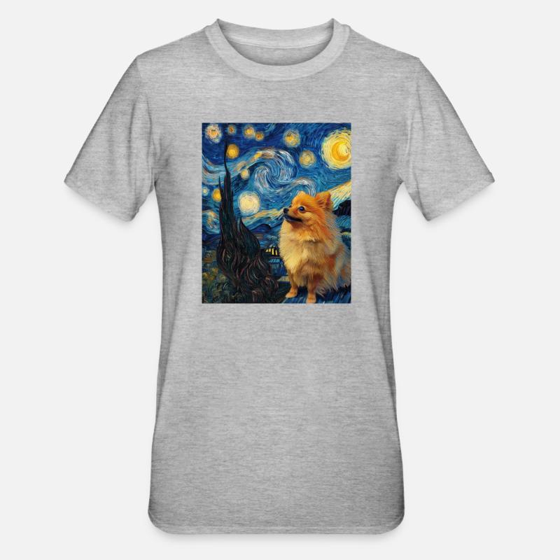 Zwergspitz Spitz Pomeranian - T-shirt polycoton Unisexe - gris chiné